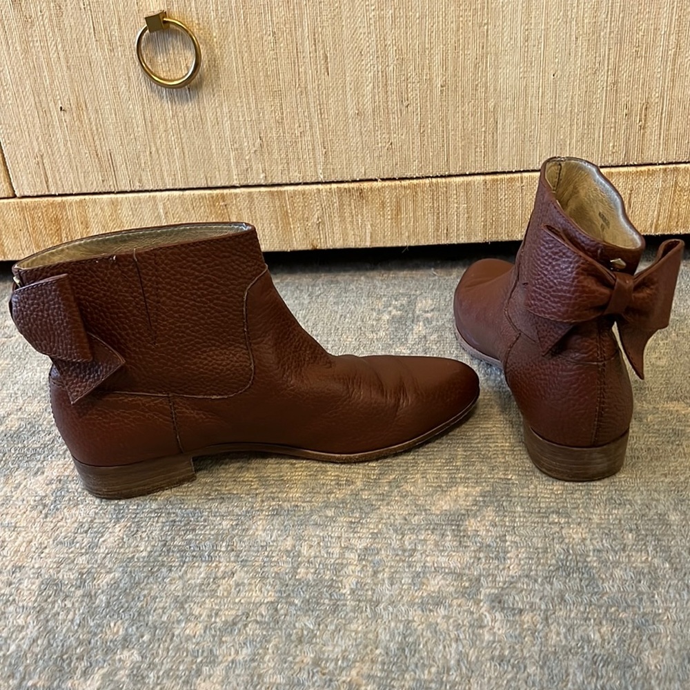 Kate Spade Brown Leather Bow Booties 8.5